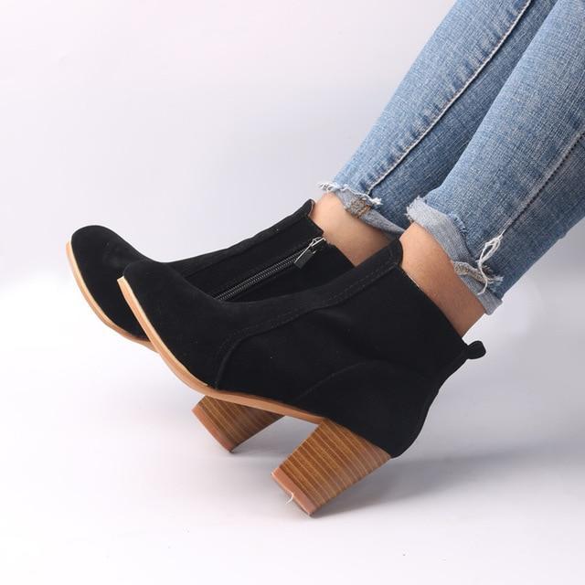 Casual Block Heel Ankle Boots for Women