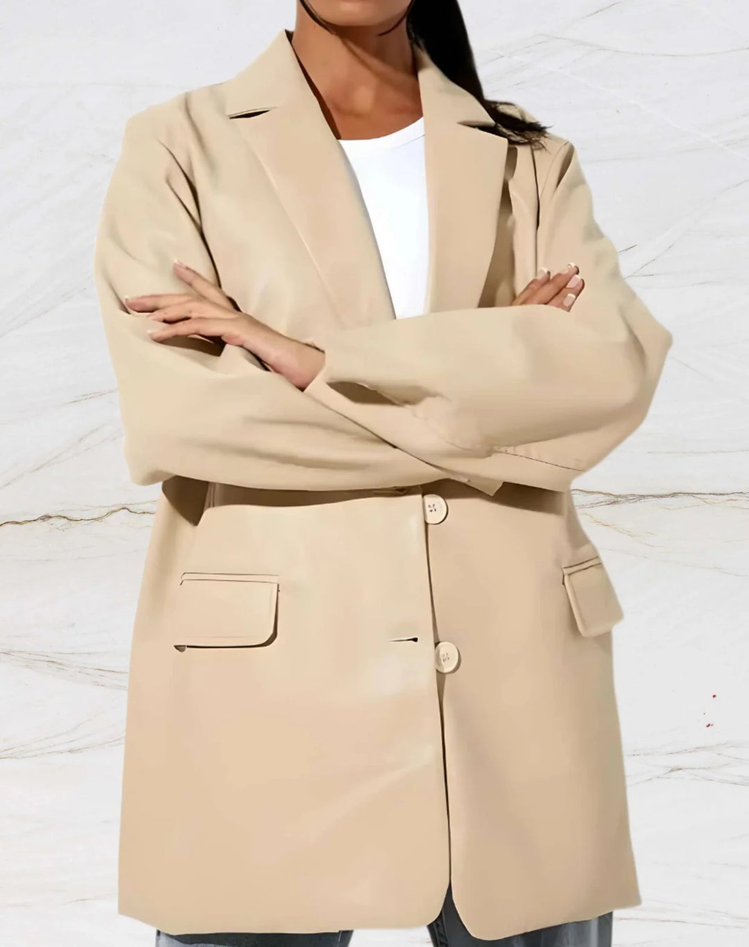 Faux Longline Blazer with Pockets for Women