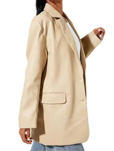 Faux Longline Blazer with Pockets for Women