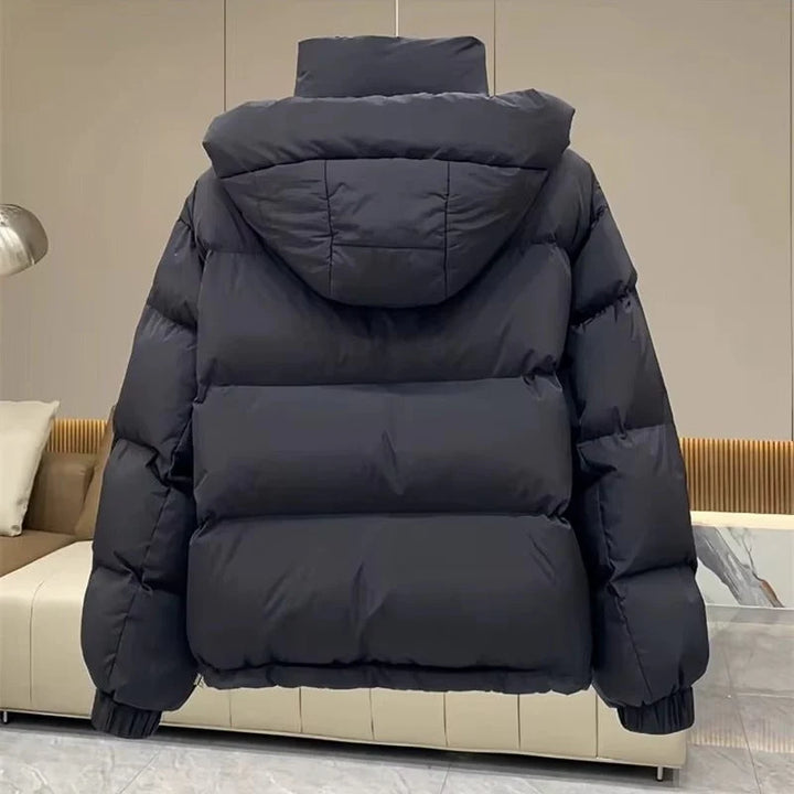 Hooded Puffer Jacket with High Neck for Women