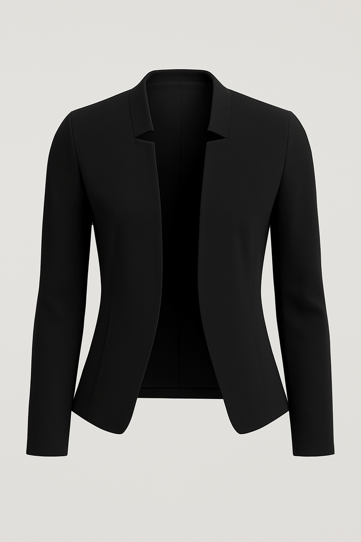 Women's Blazer – Regular Fit – Open Front – Padded Shoulders – Long Sleeve