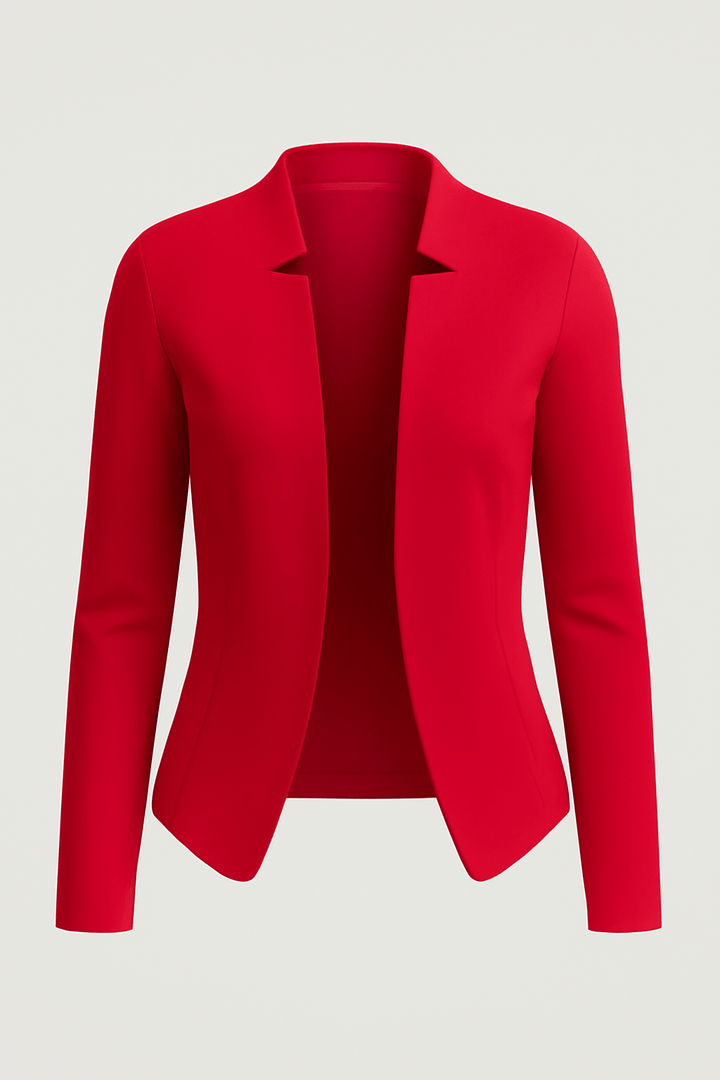 Women's Blazer – Regular Fit – Open Front – Padded Shoulders – Long Sleeve