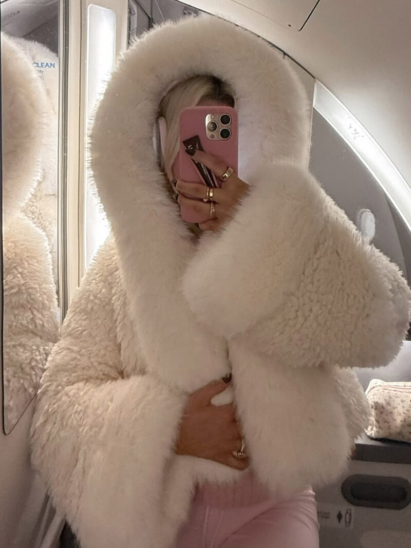Oversized Faux Fur Jacket with Extra-Large Hood