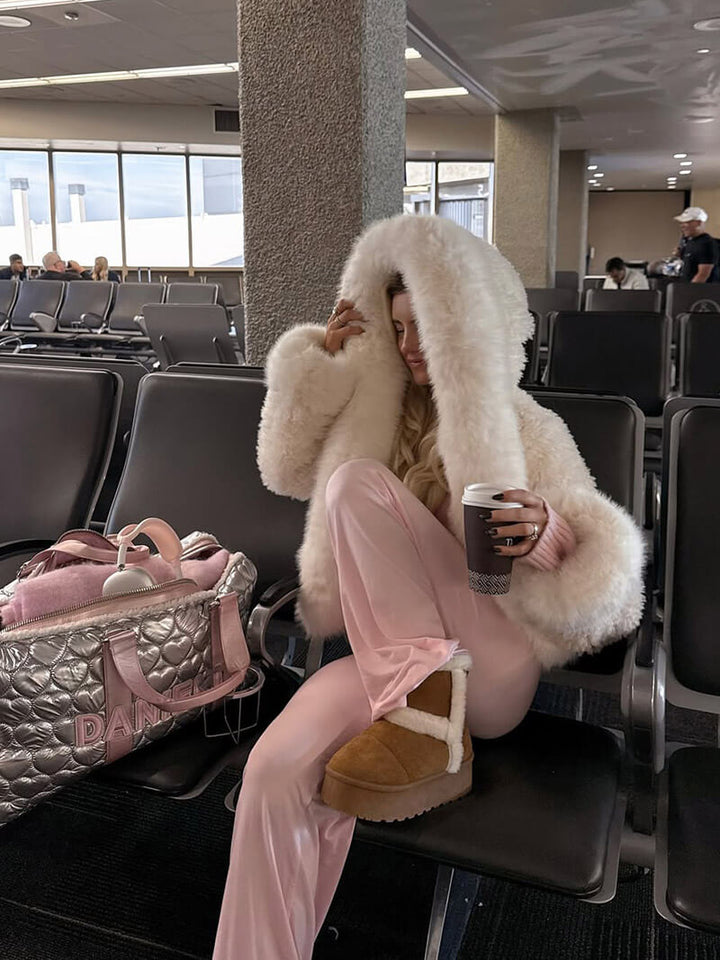 Oversized Faux Fur Jacket with Extra-Large Hood