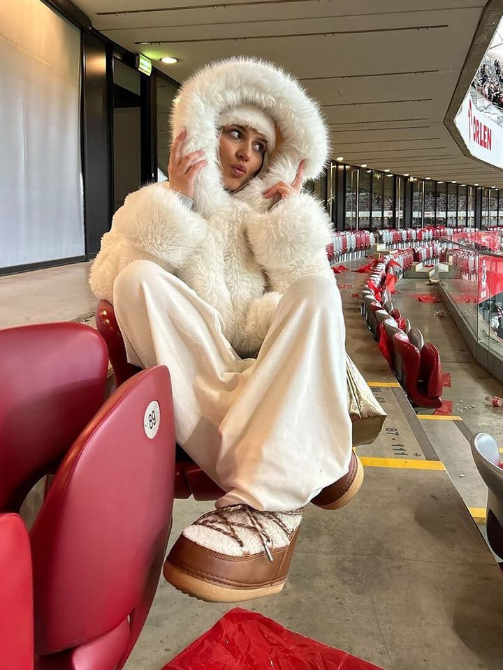 Oversized Faux Fur Jacket with Extra-Large Hood