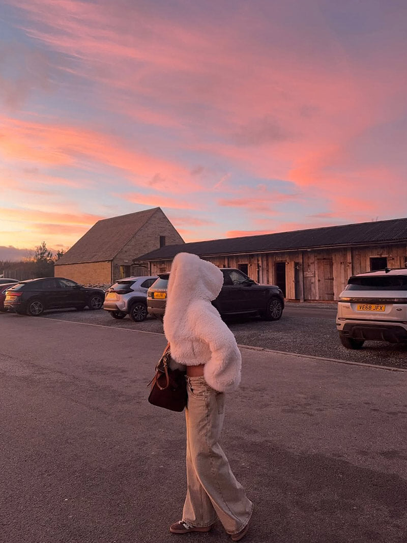 Oversized Faux Fur Jacket with Extra-Large Hood