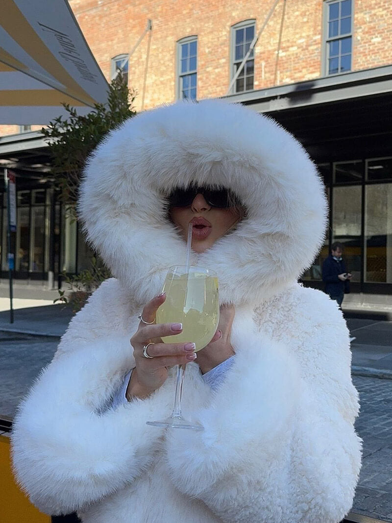 Oversized Faux Fur Jacket with Extra-Large Hood