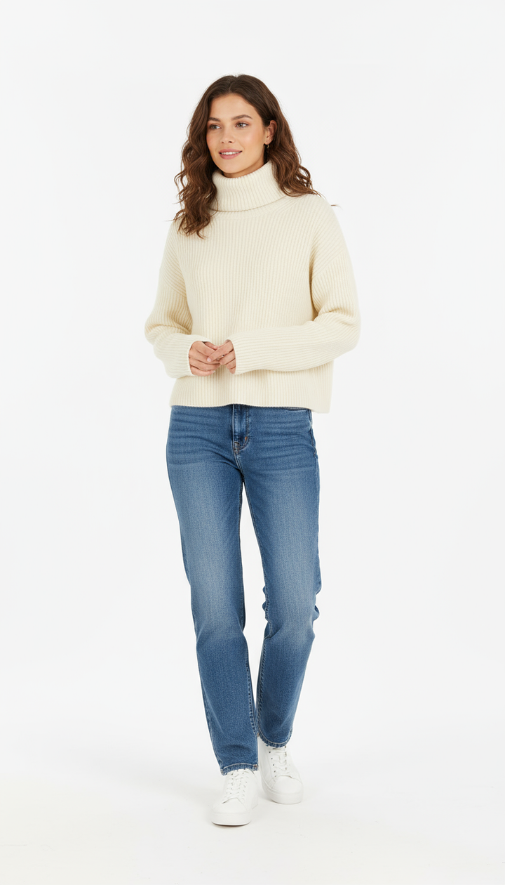 Women's Winter Turtleneck Sweater – Knit Pullover for Cold Weather