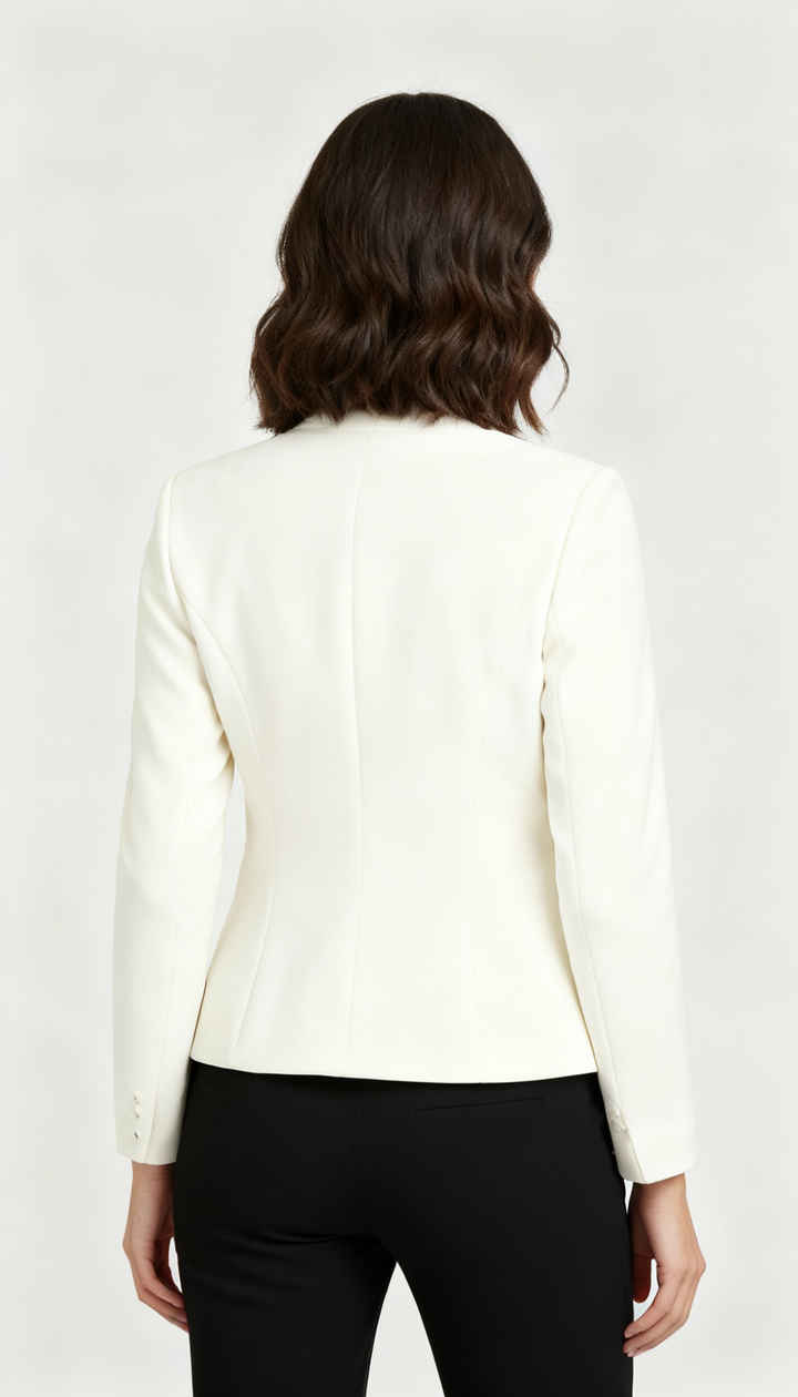 Women's Blazer – Regular Fit – Open Front – Padded Shoulders – Long Sleeve