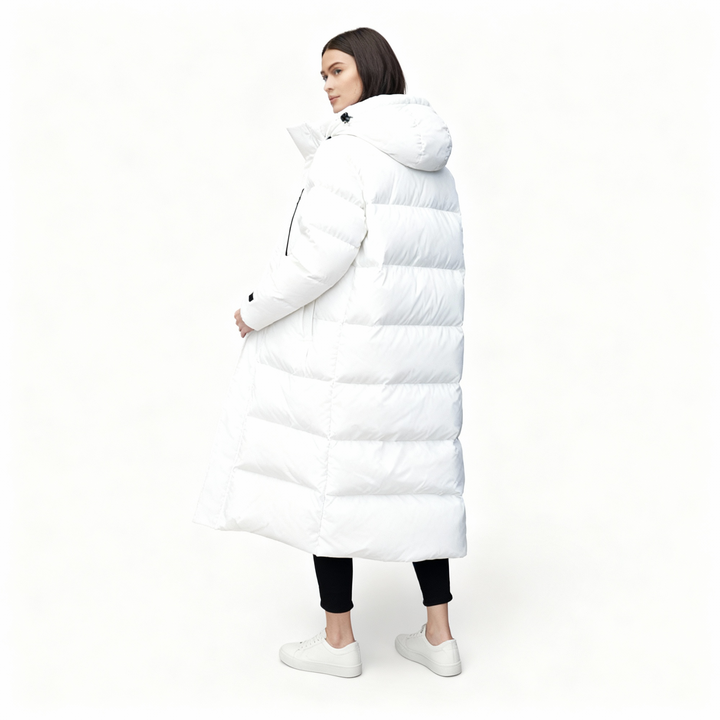 Women's Long Black Waterproof Hooded Puffer Parka Jacket